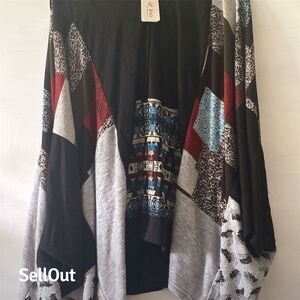 Women's Multicolor Geometric Hooded Poncho One Size